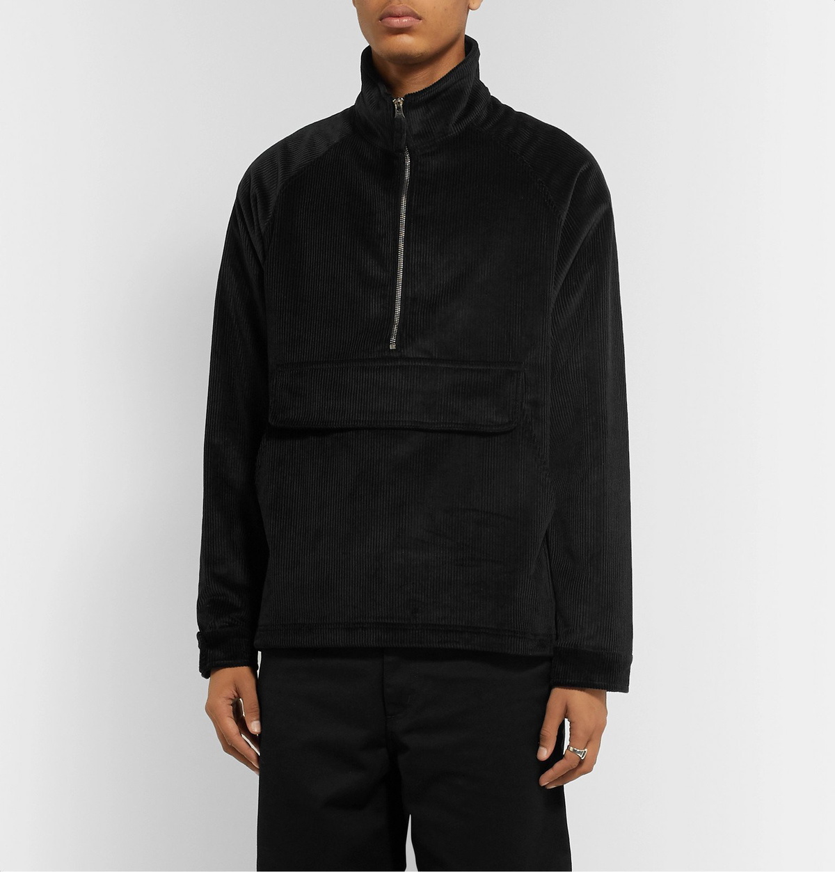 Pop Trading Company - Cotton-Corduroy Half-Zip Jacket - Black Pop