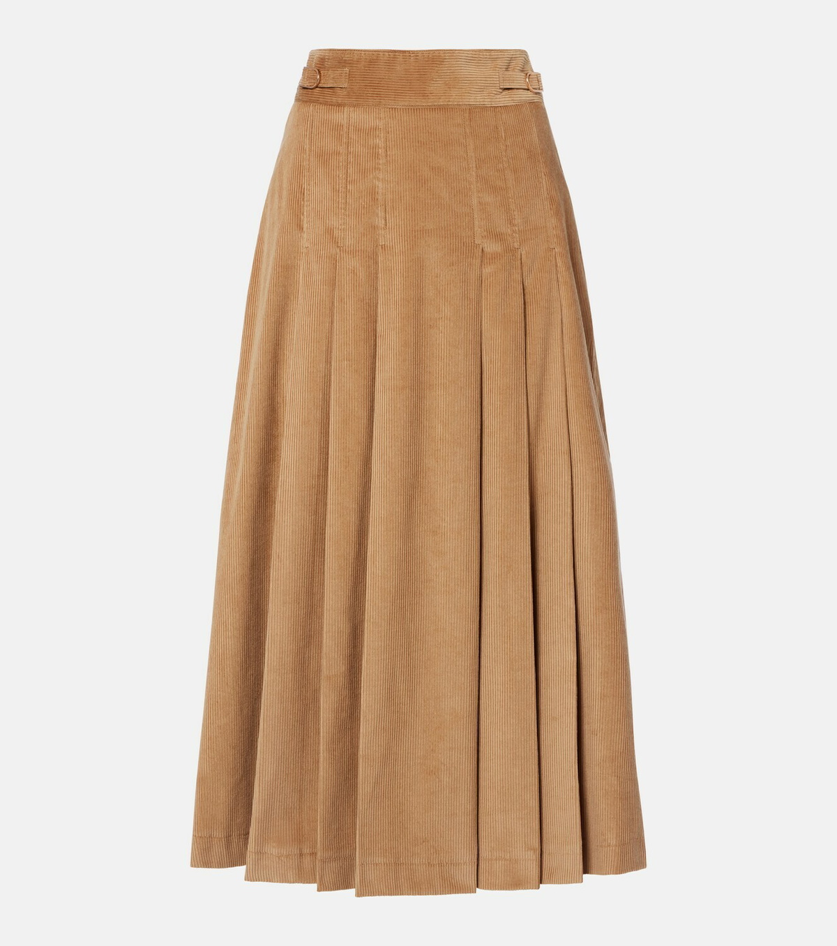 Gabriela Hearst Wesley pleated cotton corduroy midi skirt