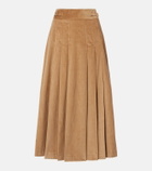 Gabriela Hearst Wesley pleated cotton corduroy midi skirt