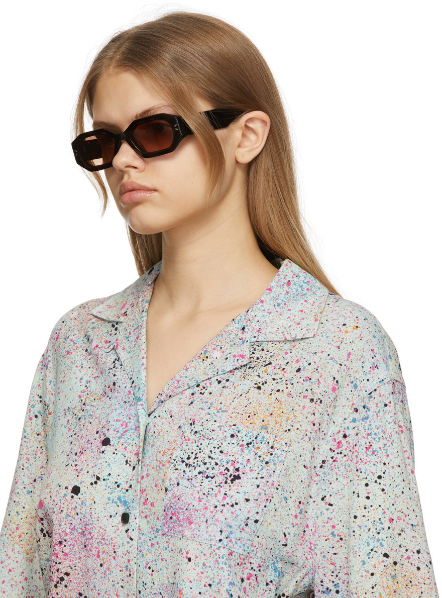MCQ Brown Acetate Geometrical Sunglasses