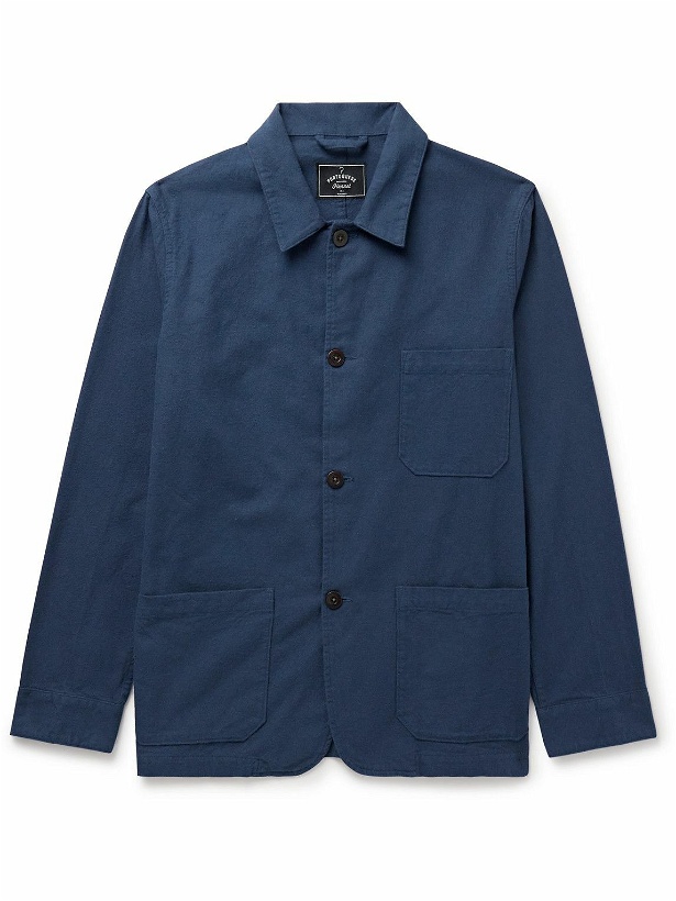 Photo: Portuguese Flannel - Labura Brushed-Cotton Overshirt - Blue