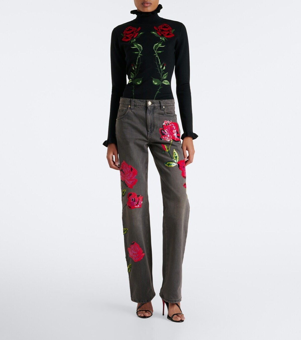 Blumarine Sequined wide-leg jeans