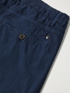 Canali - Slim-Fit Cotton-Blend Seersucker Drawstring Trousers - Blue