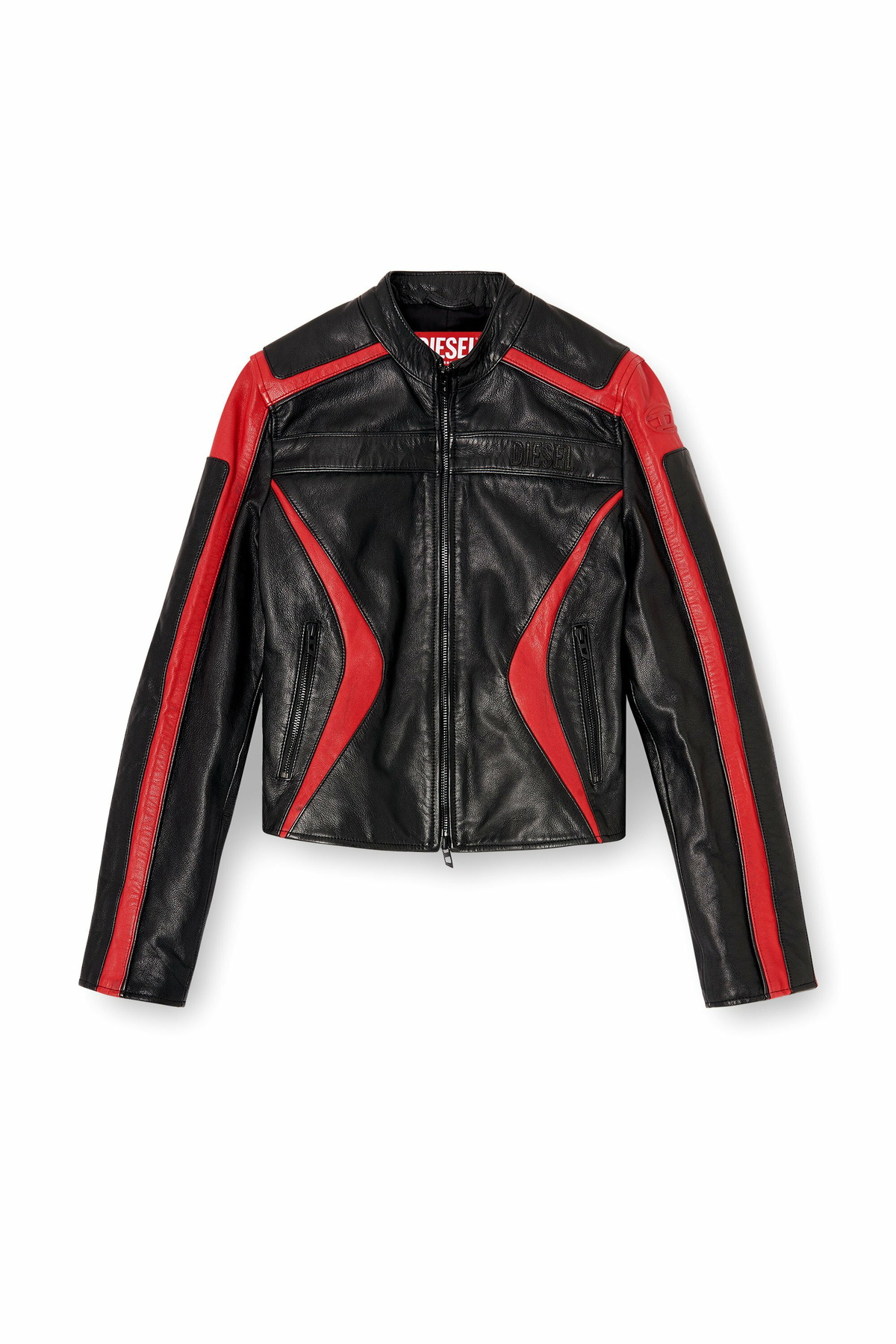 Diesel Biker jacket in colour-block leather - Leather jackets Womens in Multicolor