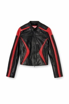 Diesel Biker jacket in colour-block leather - Leather jackets Womens in Multicolor