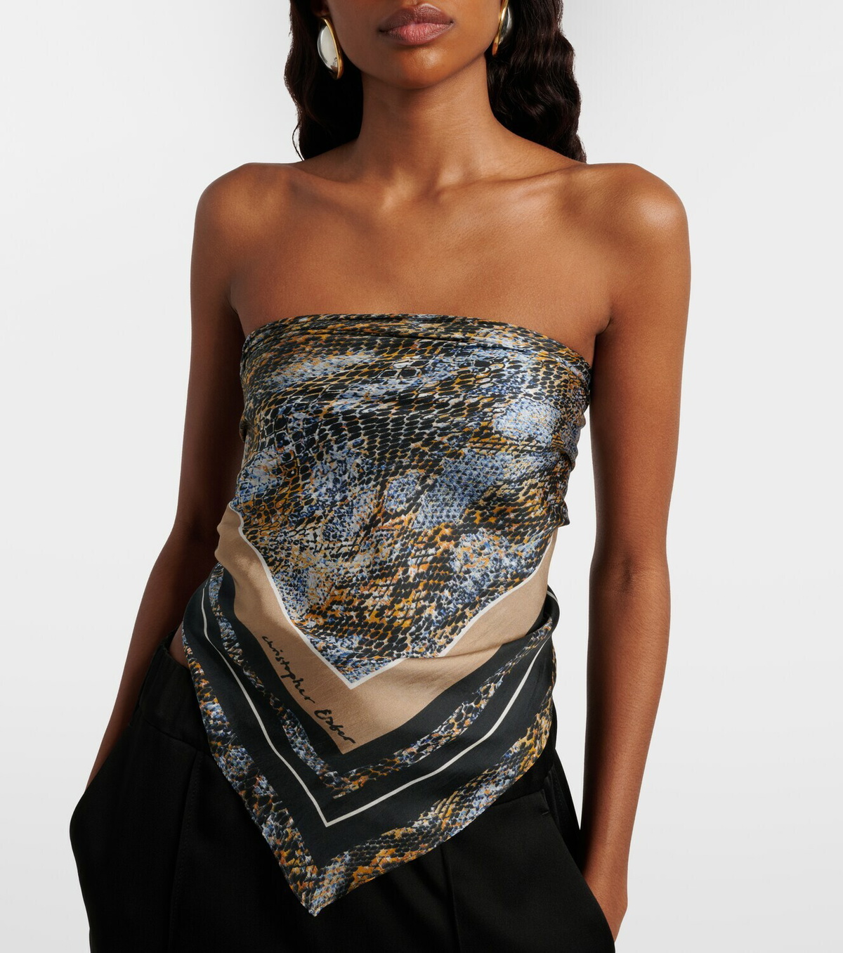 Christopher Esber Snake-print silk scarf