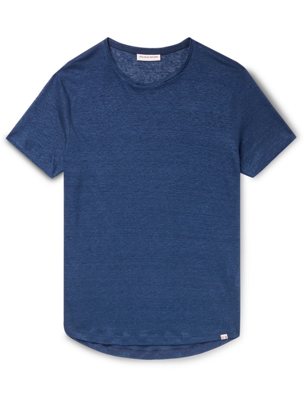 Photo: ORLEBAR BROWN - OB-T Slub Linen T-Shirt - Blue