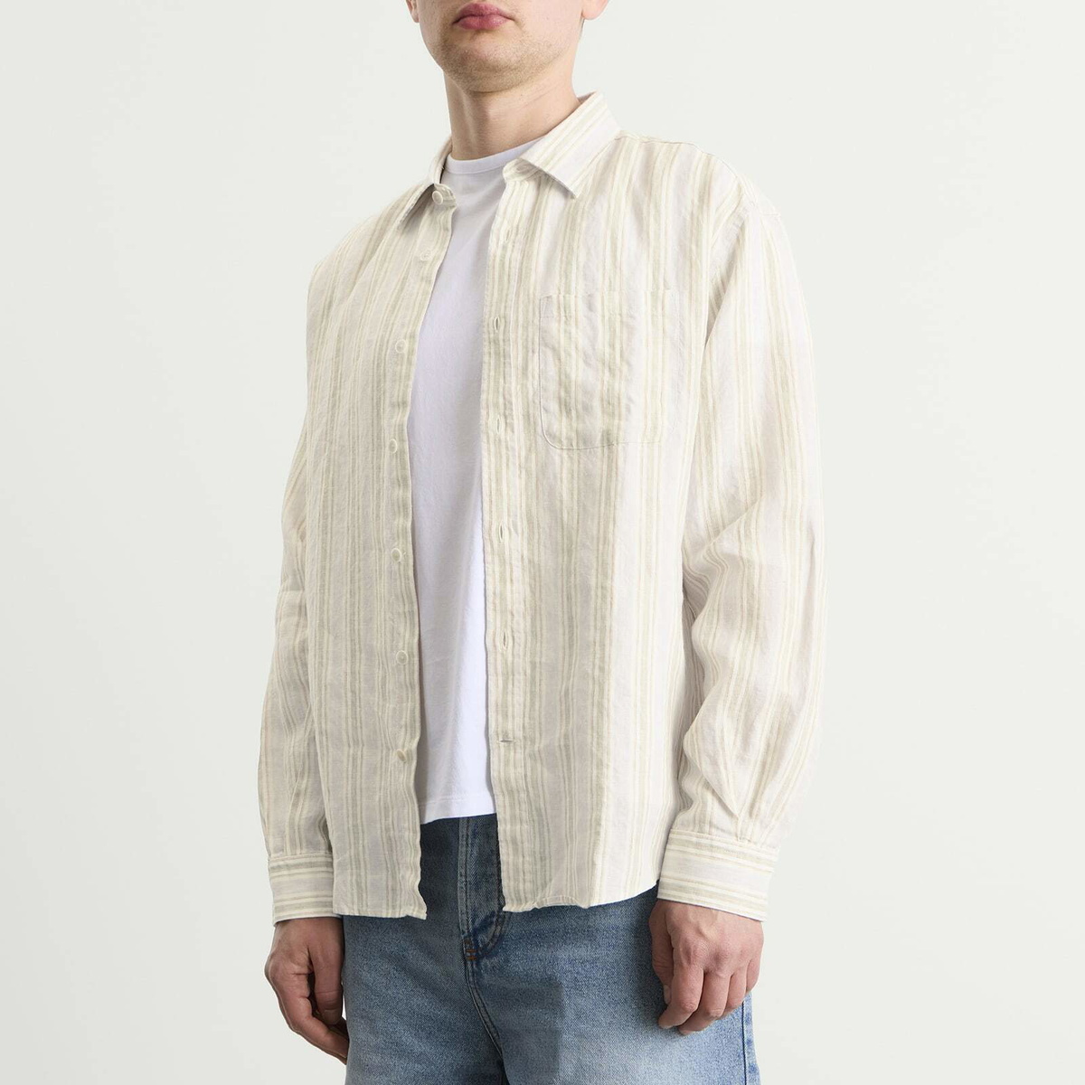 NN07 Men's Deon Stripe Shirt in Mint Stripe