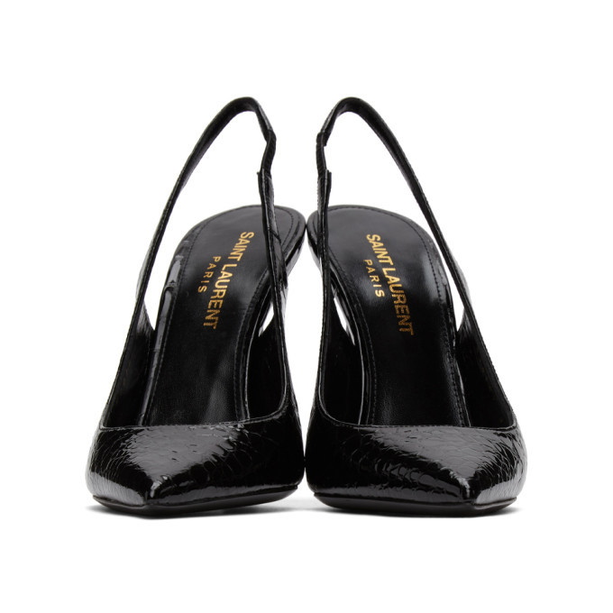 YSL Opyum Slingback Pumps in Patent Leather with Black Heel - Anja