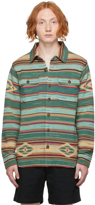 Photo: RRL Green & Multicolor Jacquard Knit Work Shirt