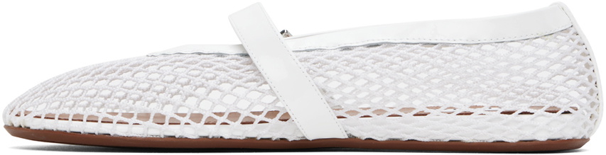 ALAÏA White Fishnet Ballerina Flats