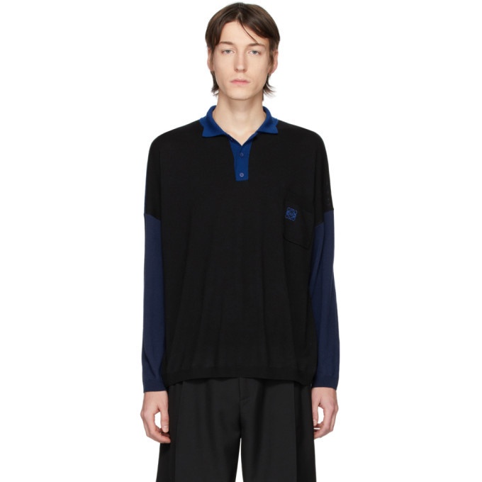 Photo: Loewe Black and Blue Wool OV Polo Sweater
