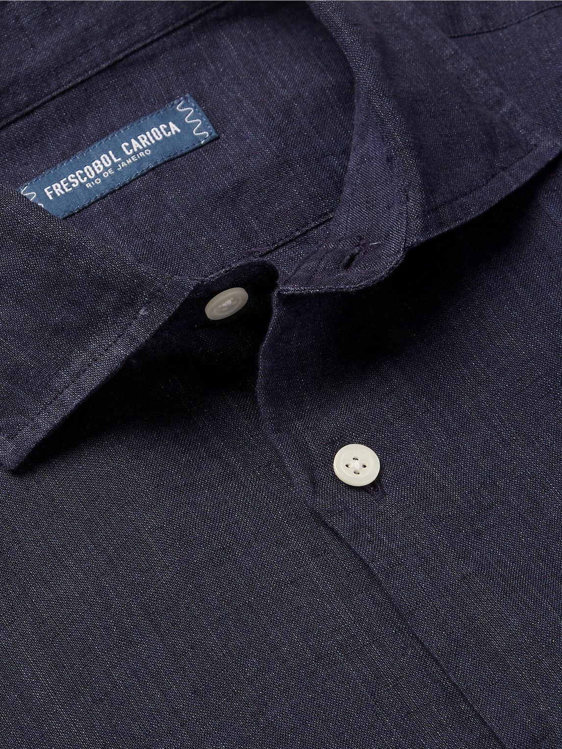 Frescobol Carioca - Cutaway-Collar Linen Shirt - Blue Frescobol Carioca