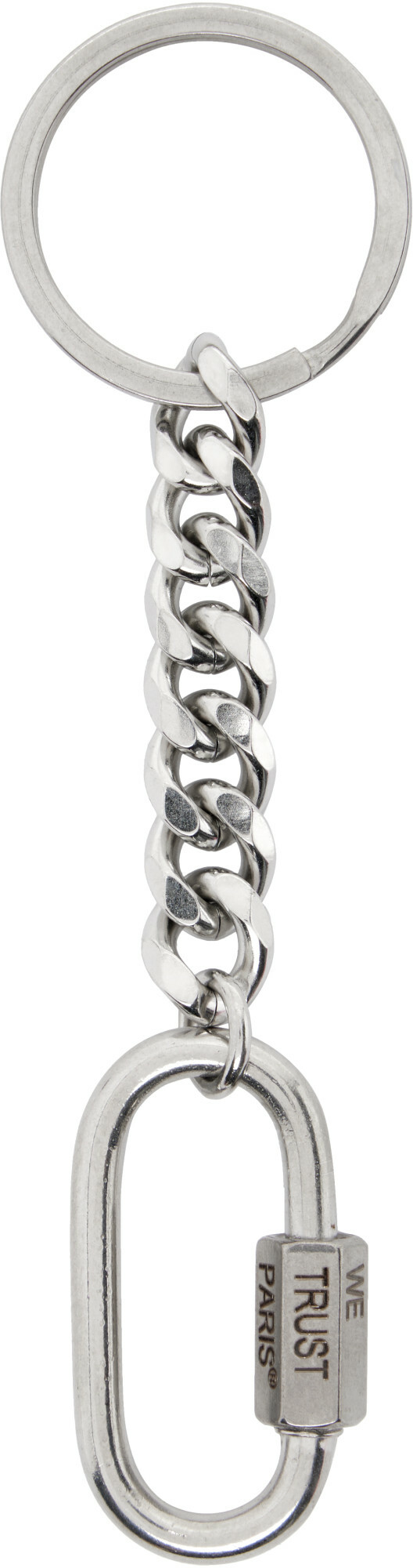 IN GOLD WE TRUST PARIS Silver Curb Chain Keychain