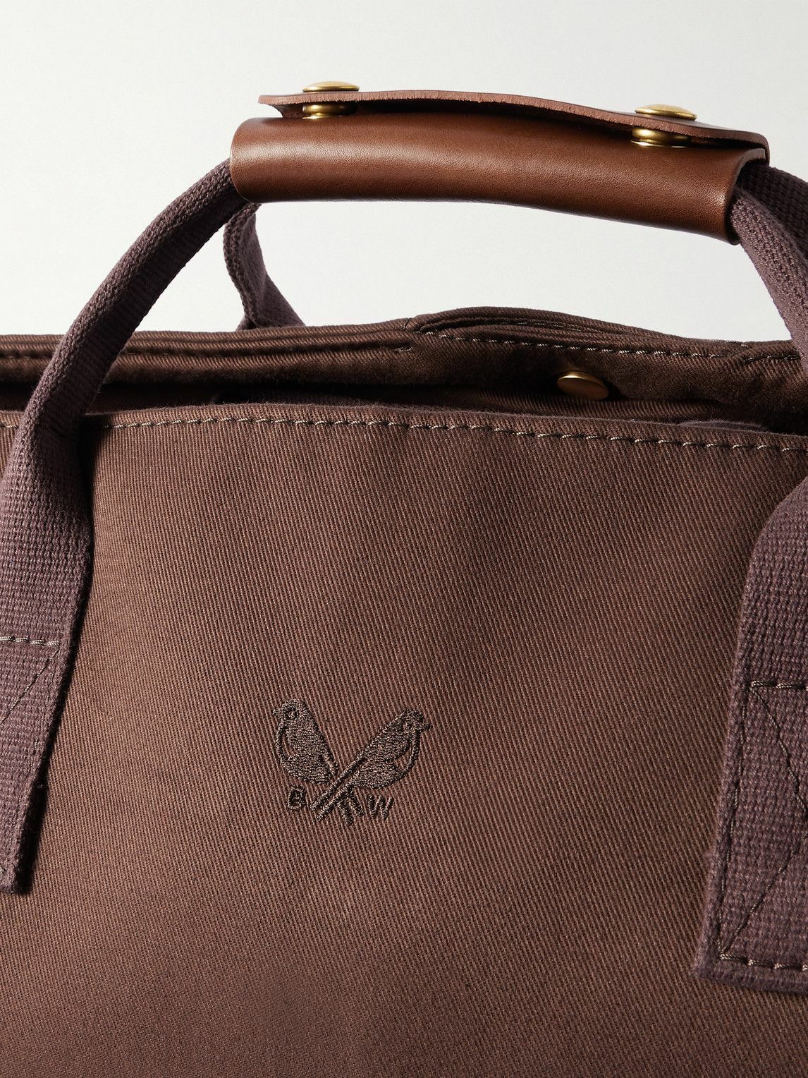 Bennett Winch - Logo-Embroidered Leather-Trimmed Cotton-Twill Suit Carrier and Holdall