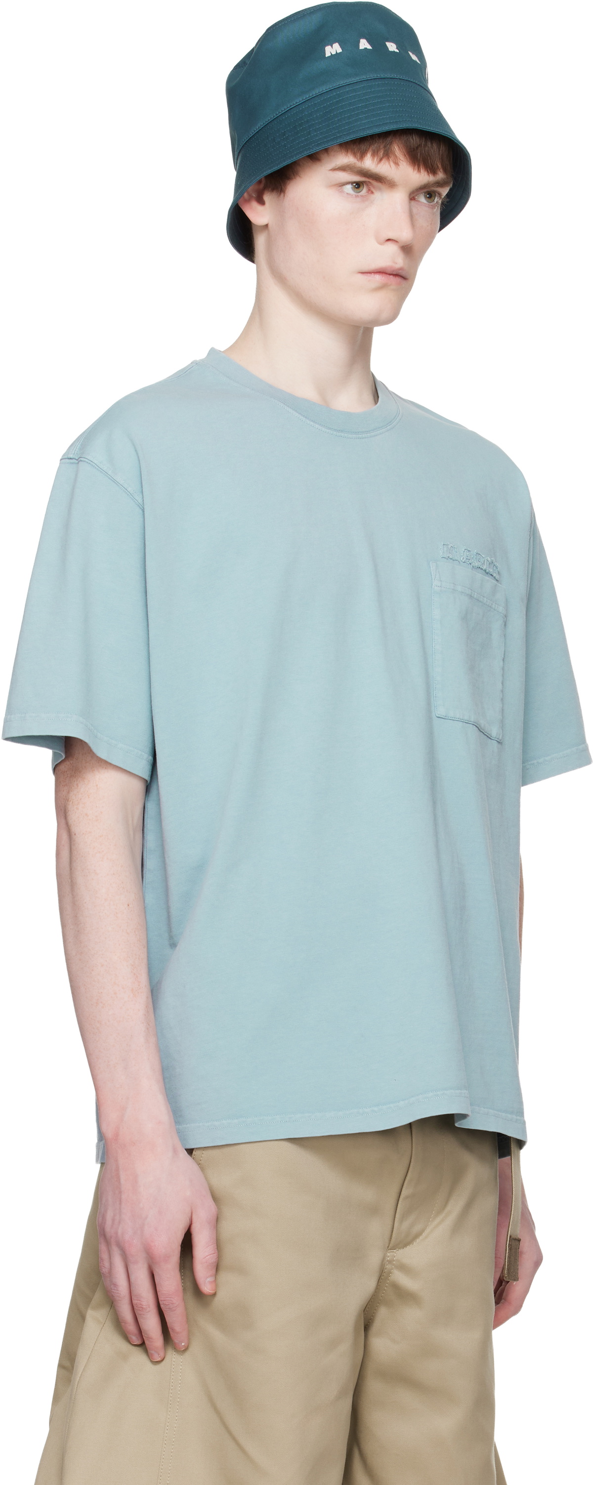 Marni Blue Cotton 'Marni Patches' T-shirt