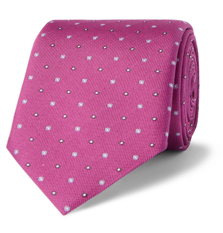 Photo: HUGO BOSS - 6cm Traveller Polka-Dot Silk-Jacquard Tie - Purple