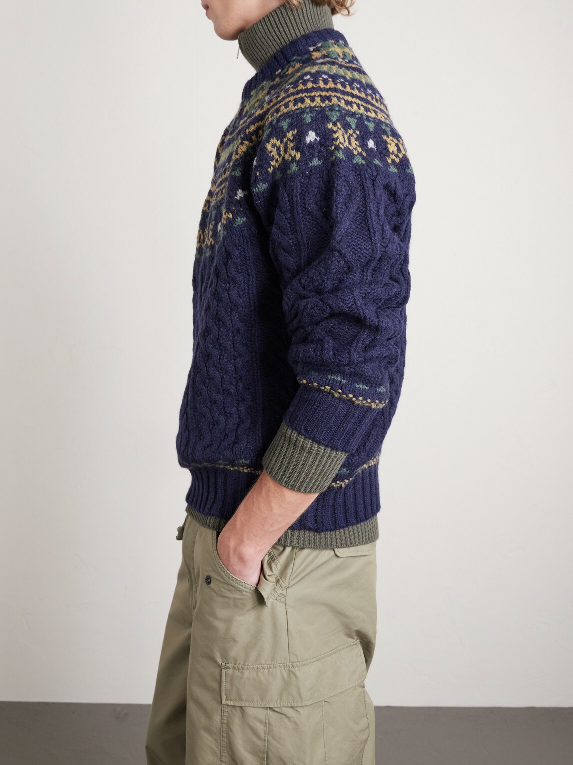 Beams Plus - Cable-Knit Wool Sweater - Blue