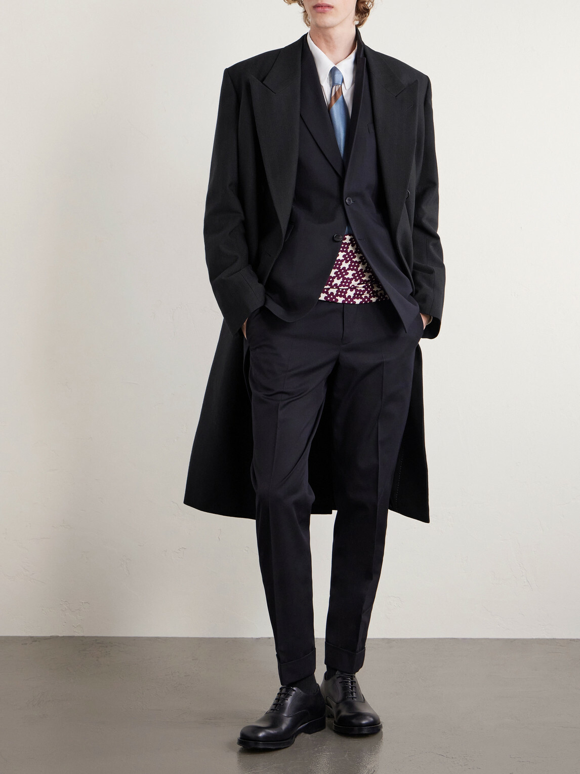 Dries Van Noten - Double-Breasted Herringbone Cotton and Wool-Blend Coat - Black