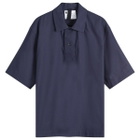 MHL by Margaret Howell Men's Offset Plackett Polo Shirt in Ink