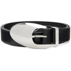 Diesel Black 3cm Leather Sculptural Buckle Belt