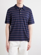 A.P.C. - Henry Striped Cotton-Blend Jersey Polo Shirt - Blue