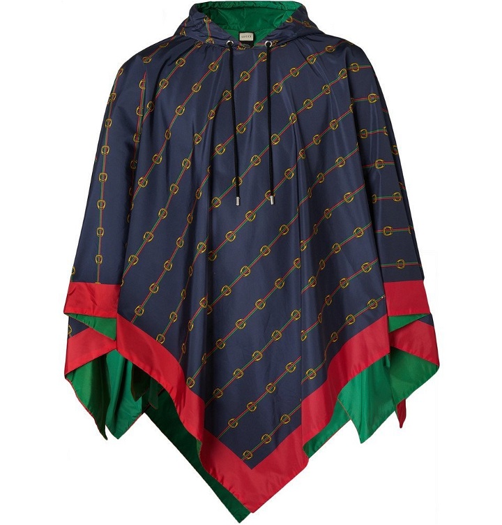 Photo: Gucci - Reversible Logo-Print Nylon Hooded Poncho - Navy