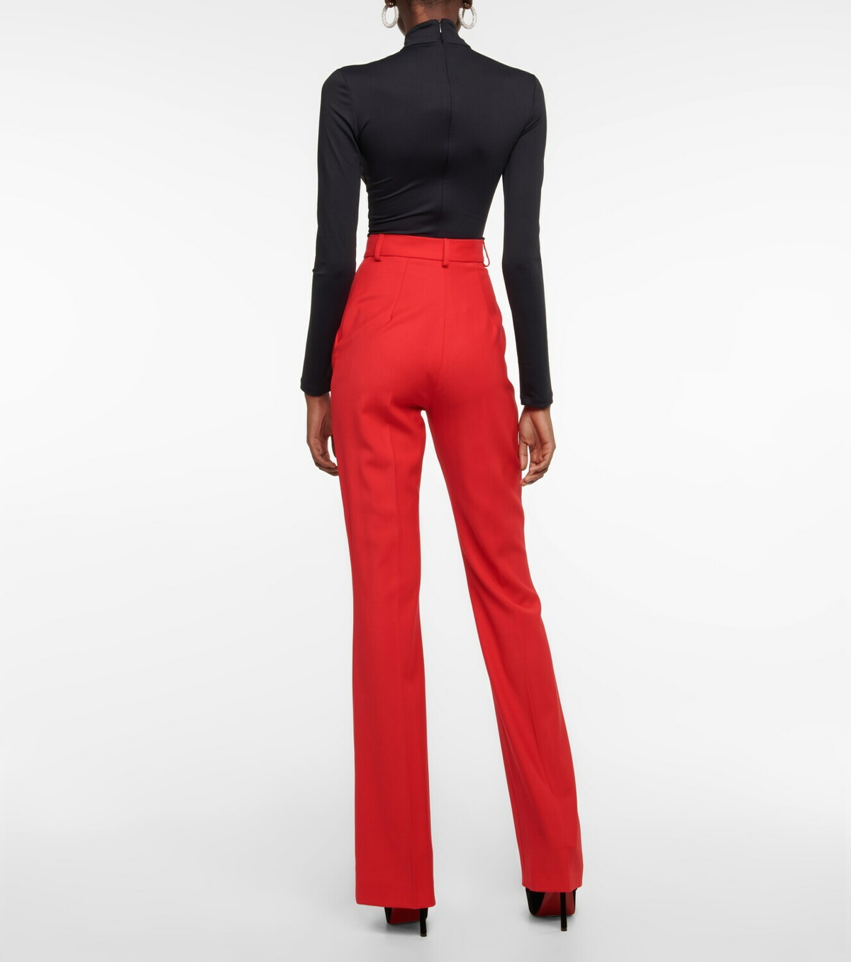Lace-up cotton jersey flared pants in black - David Koma