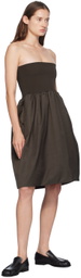 AMOMENTO Brown Shirring Flare Midi Skirt