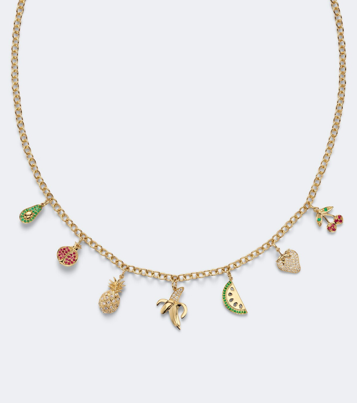Sydney Evan 14kt gold charm necklace with gemstones