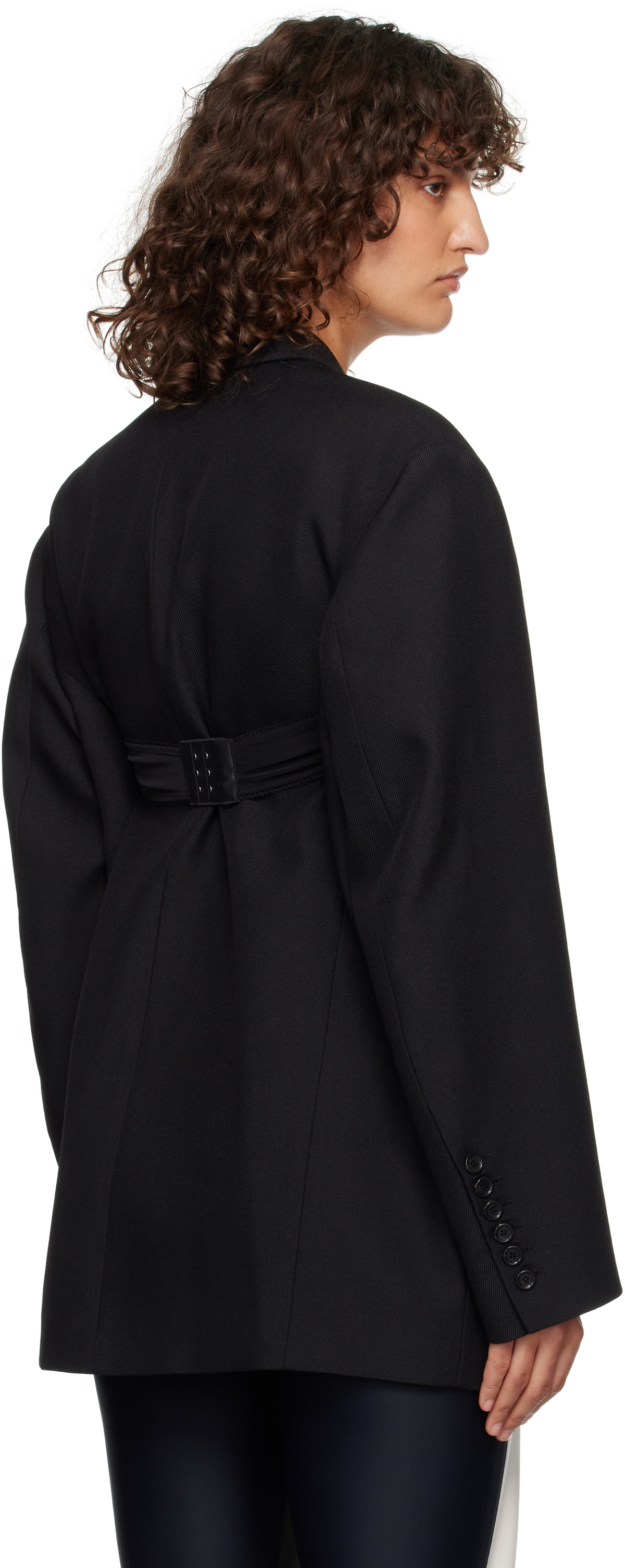 Pushbutton Black Bra Detail Single Blazer
