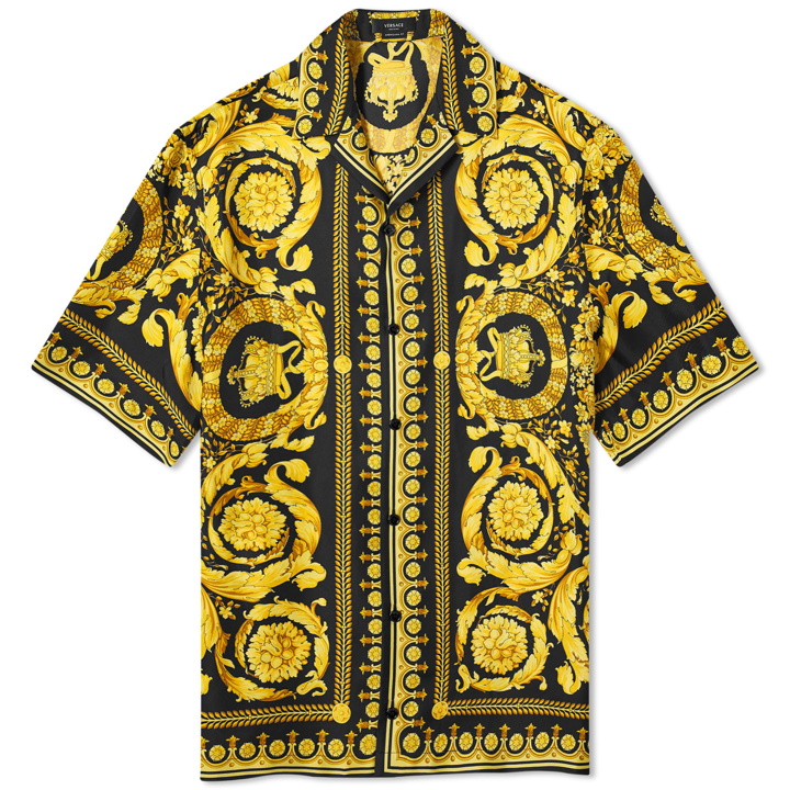 Photo: Versace Men's Baroque '92 Silk Vacation Shirt in Black/Gold