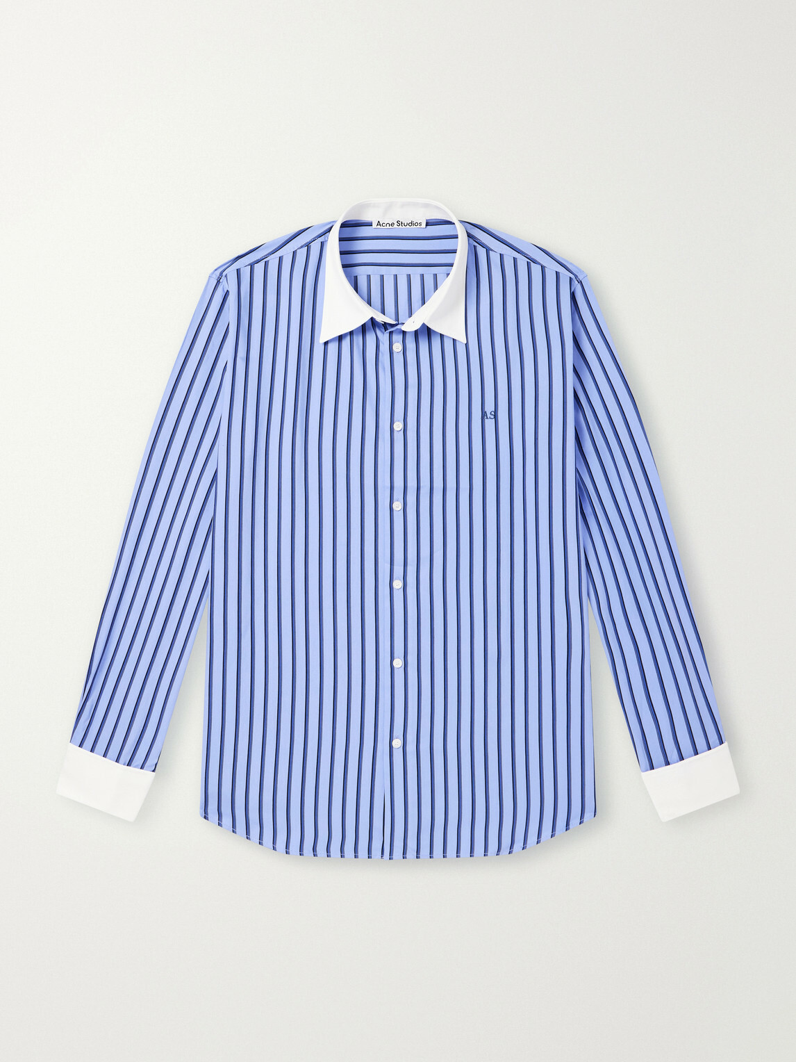 Acne Studios - Logo-Embroidered Striped Poplin Shirt - Blue