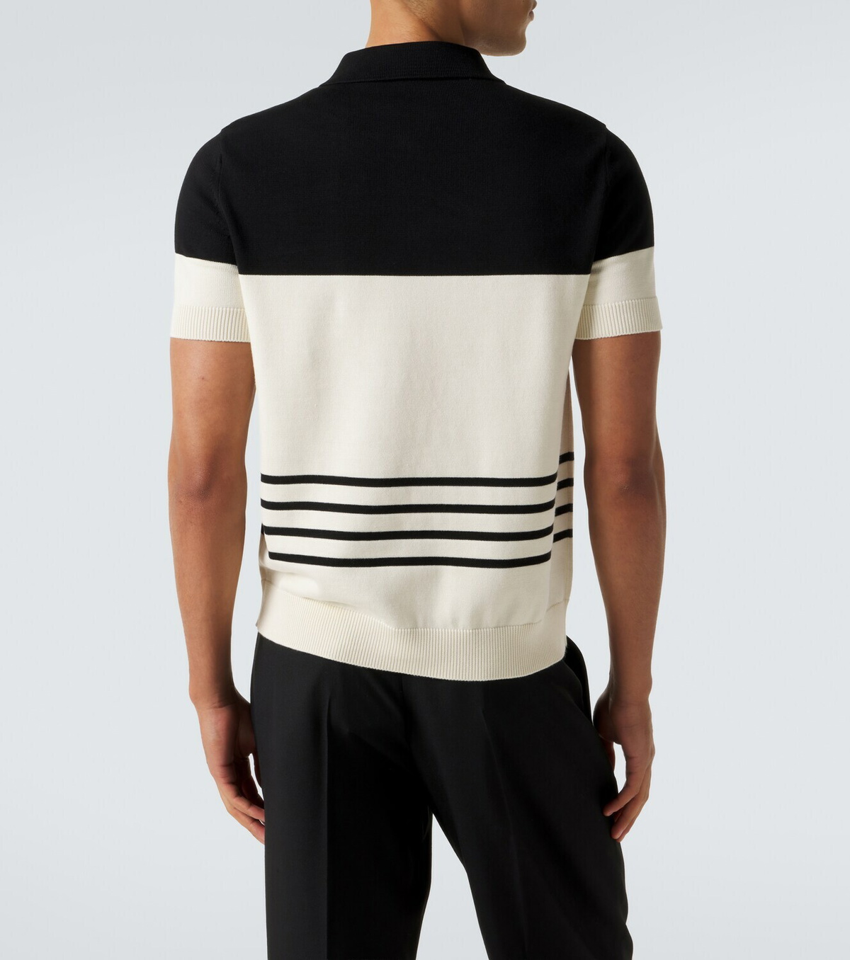 Valentino VLogo striped cotton polo sweater