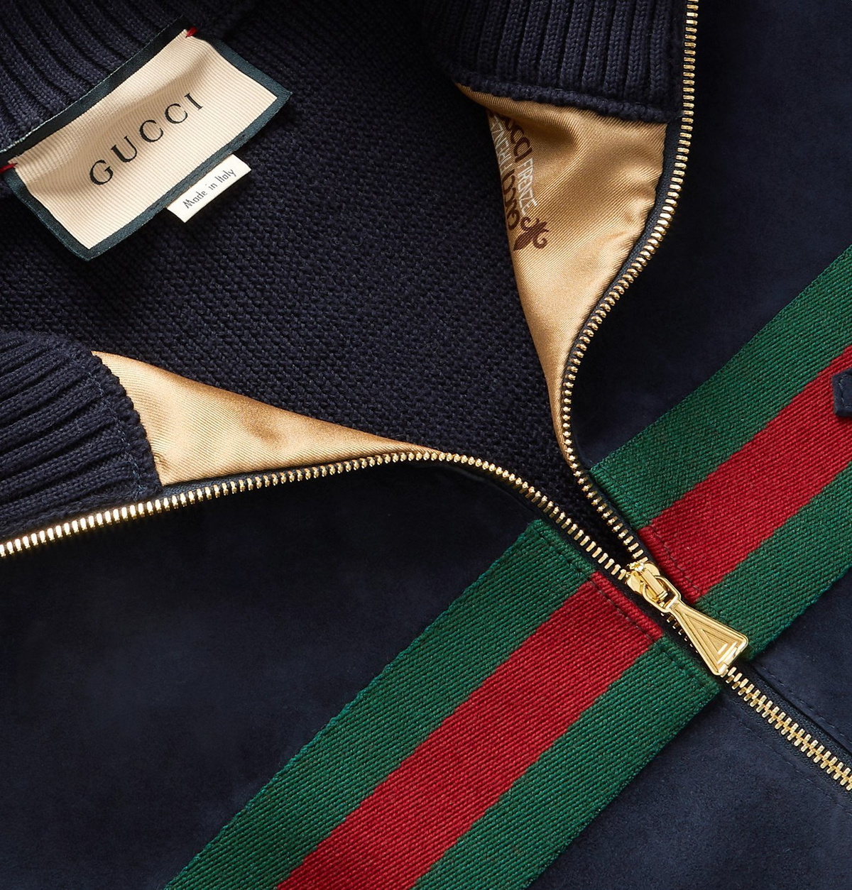 GUCCI - Horsebit-Detailed Webbing-Trimmed Suede and Cotton Jacket 