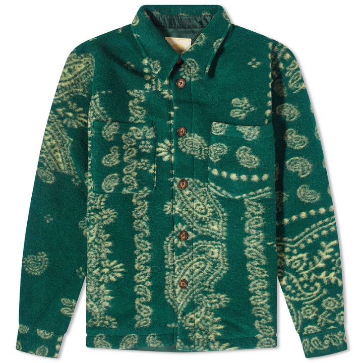 Photo: Portuguese Flannel Men's Abstract Paisley Overshirt in Green