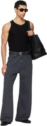 TONYWACK Black Silk Lyocell Rib Tank Top