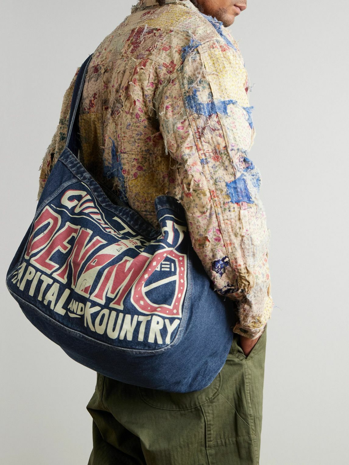 KAPITAL - Guiding Light Printed Denim Messenger Bag