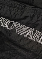 Emporio Armani Logo-embroidered Crinkled Nylon Swim Shorts Black