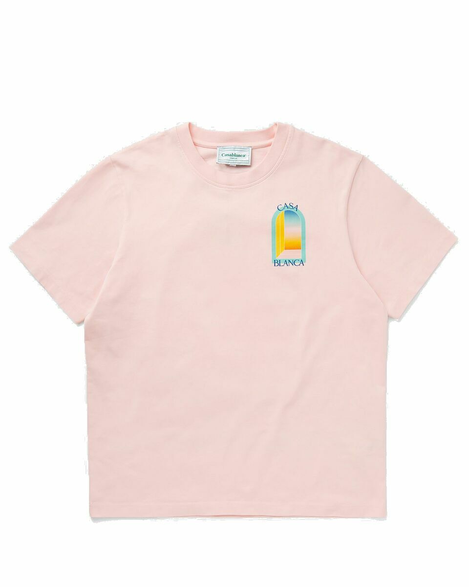 Photo: Casablanca L'arc Colore Printed T Shirt Pink - Mens - Shortsleeves