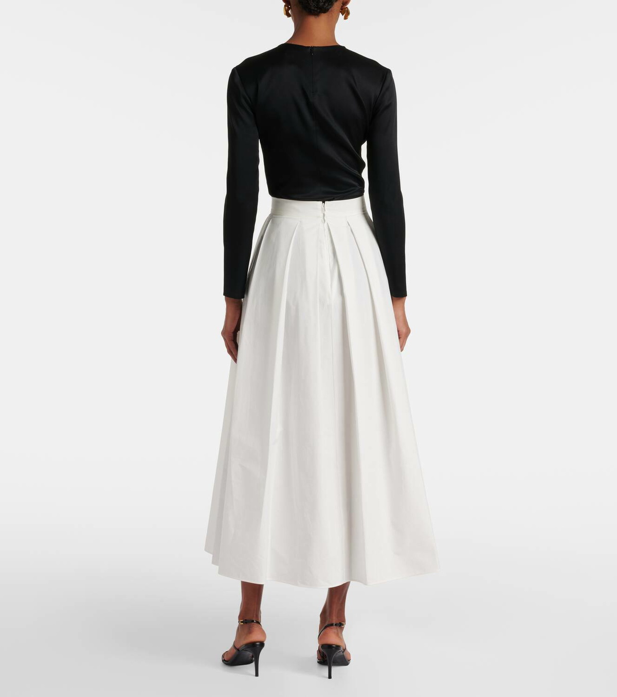 Elie Saab Cotton popeline midi skirt