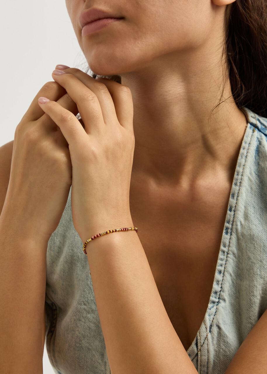 Anni LU Bundoran 18kt Gold-plated Beaded Bracelet - Red - One Size