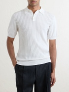 De Petrillo - Ribbed Cotton Polo Shirt - White