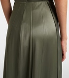 Vince Pleated satin midi skirt