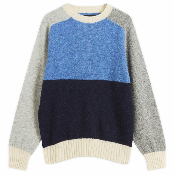 Photo: Howlin by Morrison Men's Howlin' Firecracker Colour Block Jumper in Apollo