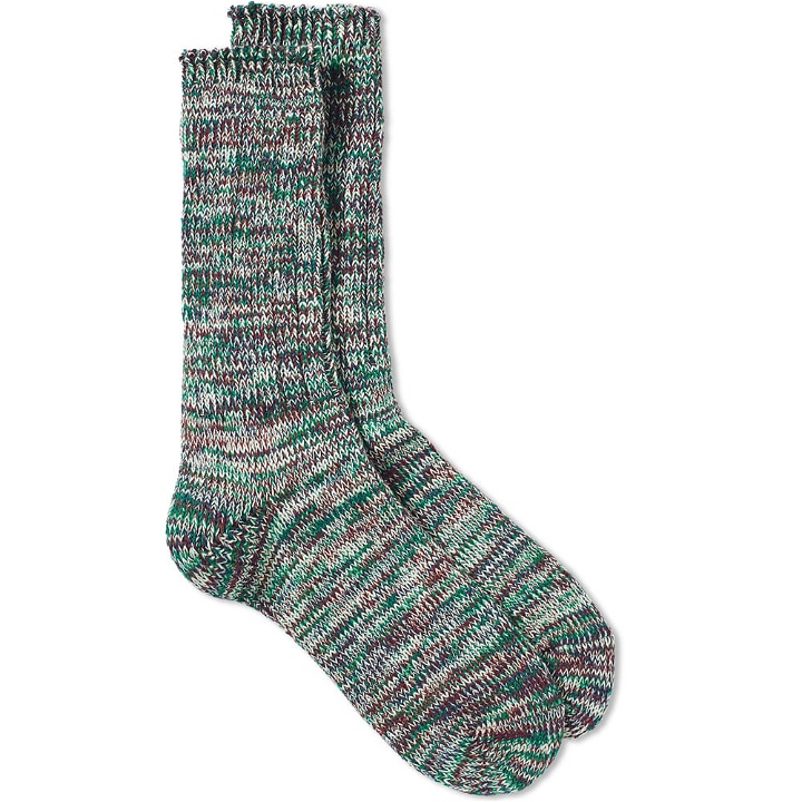 Photo: Anonymous Ism 5 Colour Mix Crew Socks Green