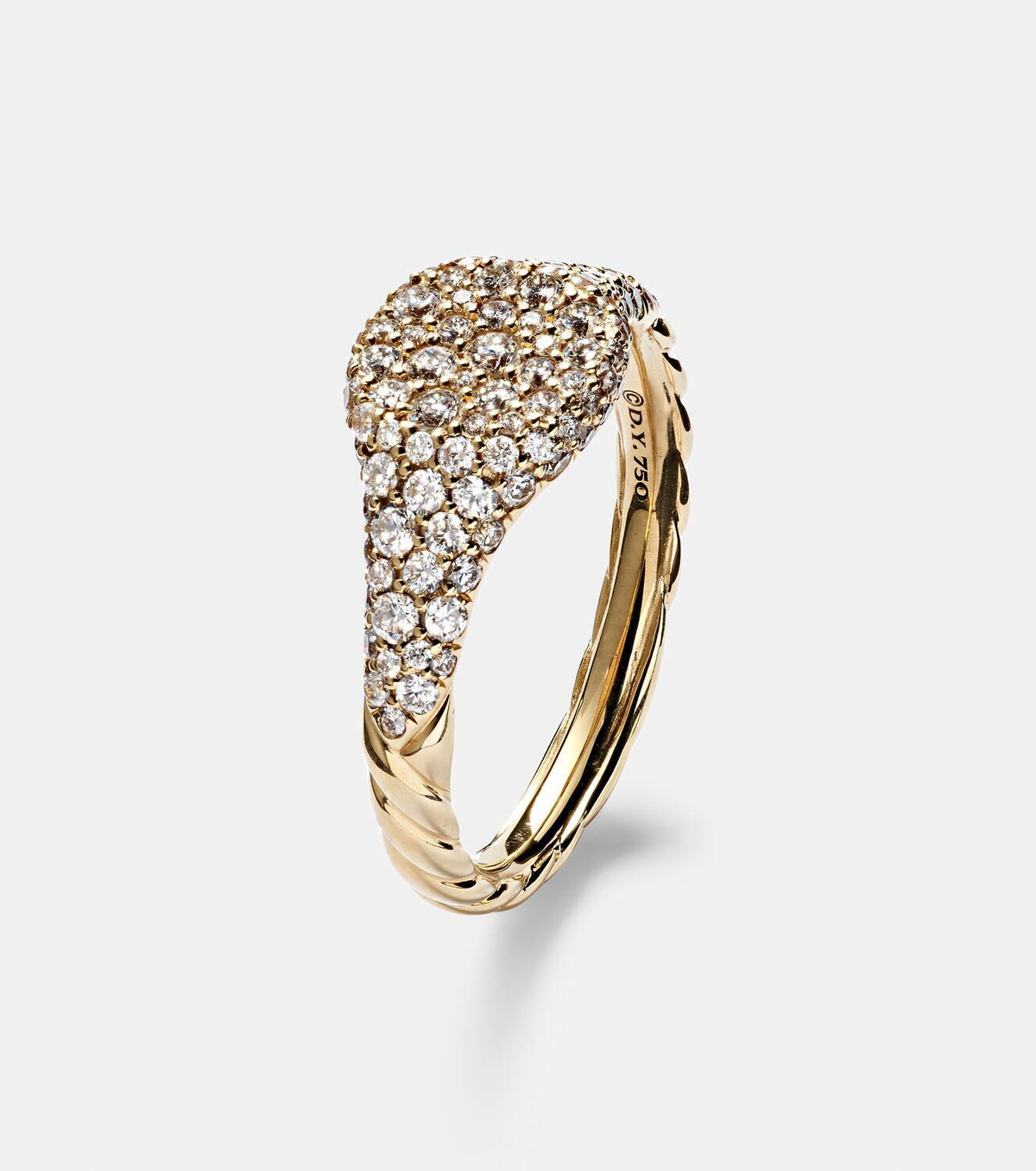 David Yurman Petite Pavé 18kt gold pinky ring with diamonds