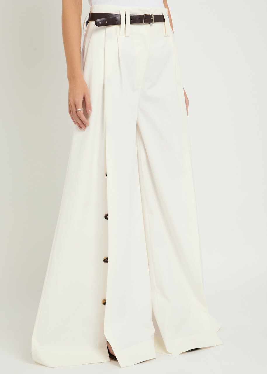A.W.A.K.E Mode Split Cotton-poplin Trousers White