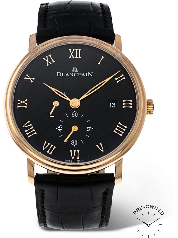 Photo: BLANCPAIN - Pre-Owned 2021 Villeret Ultraplate Automatic 40mm 18-Karat Rose Gold and Alligator Watch, Ref. No. 6606-3630-55B