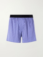 TOM FORD - Printed Stretch-Silk Satin Boxer Briefs - Blue